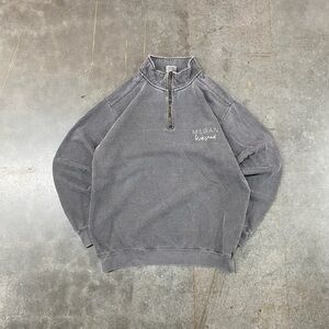 Vintage Megan’s Bridesmaid Embroidered Quarter Zip Sweatshirt Faded Grey Men’s M